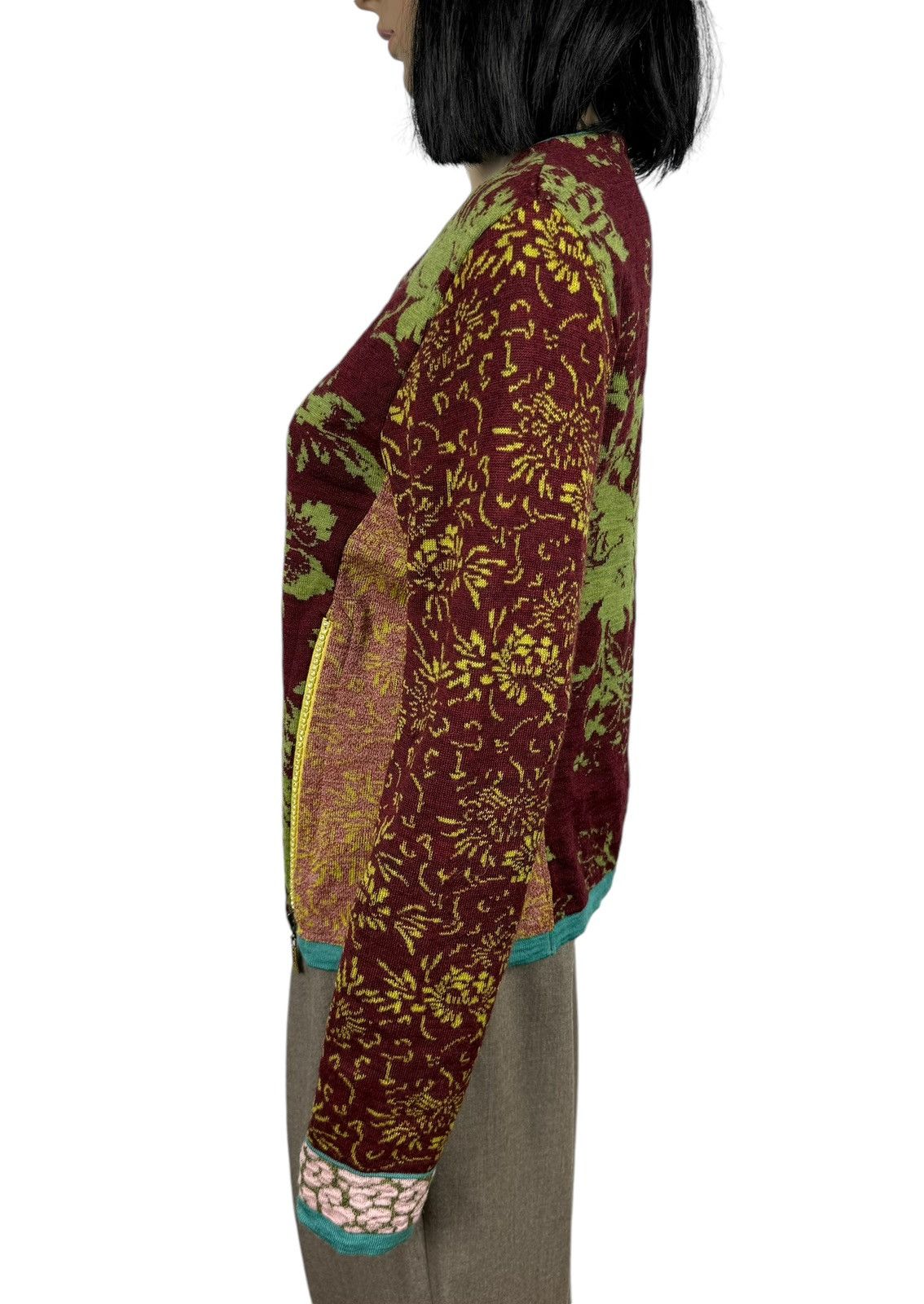 Designer Eva Claudi Embroidered Zip Sweater Floral Printed size L Size L / US 10 / IT 46 - 8 Thumbnail