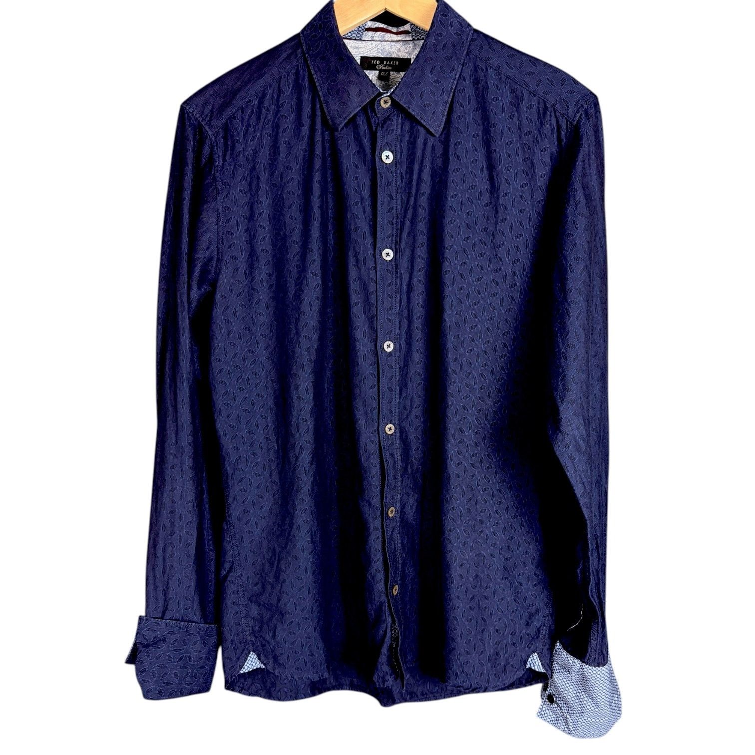 Ted Baker Ted Baker Pashion Blue French Cuff Dress Shirt Pearl 15.5 Size US M / EU 48-50 / 2 - 1 Thumbnail