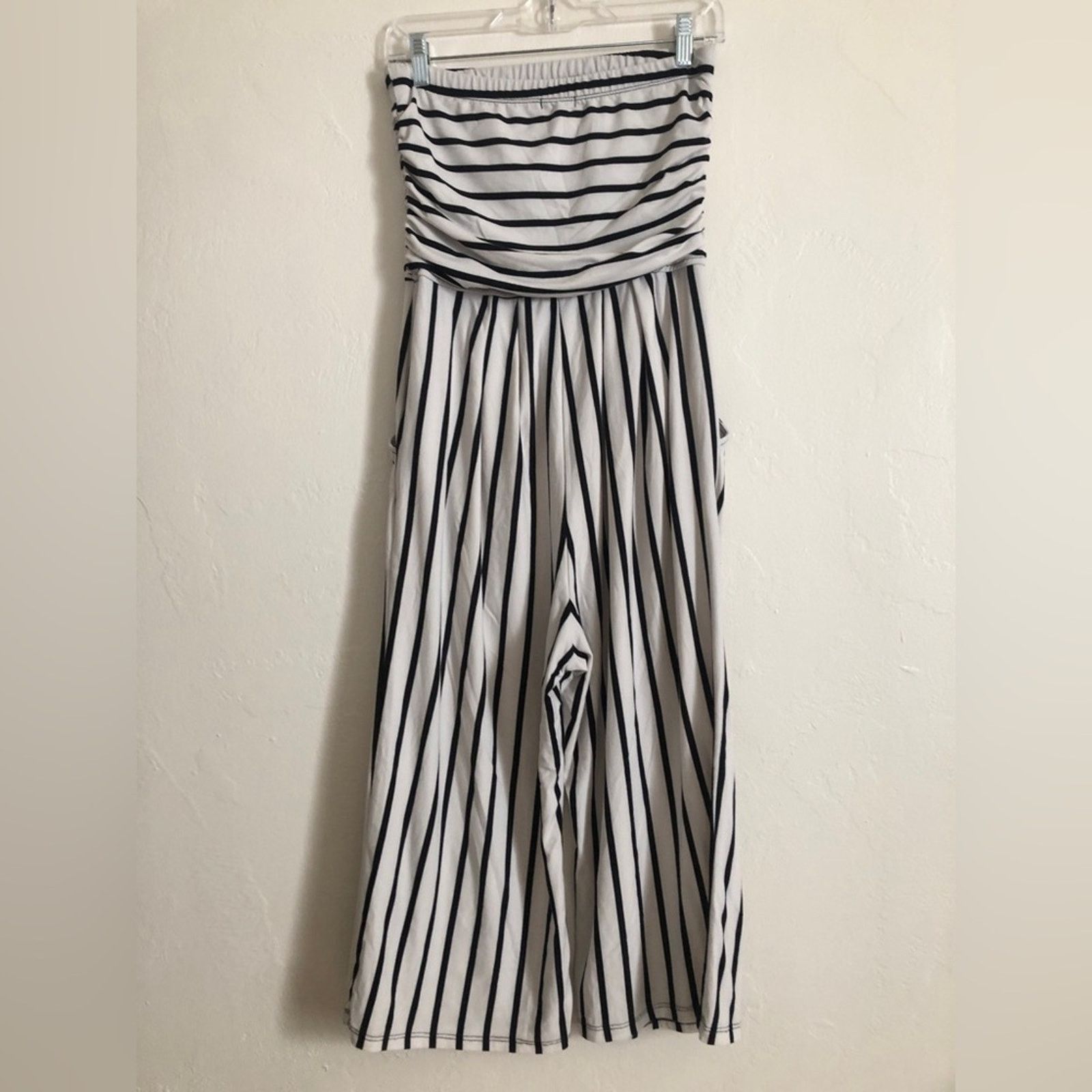 Other J For Justify Strapless Pockets Black White Stripe Jumpsuit Size 30" / US 8 / IT 44 - 8 Thumbnail