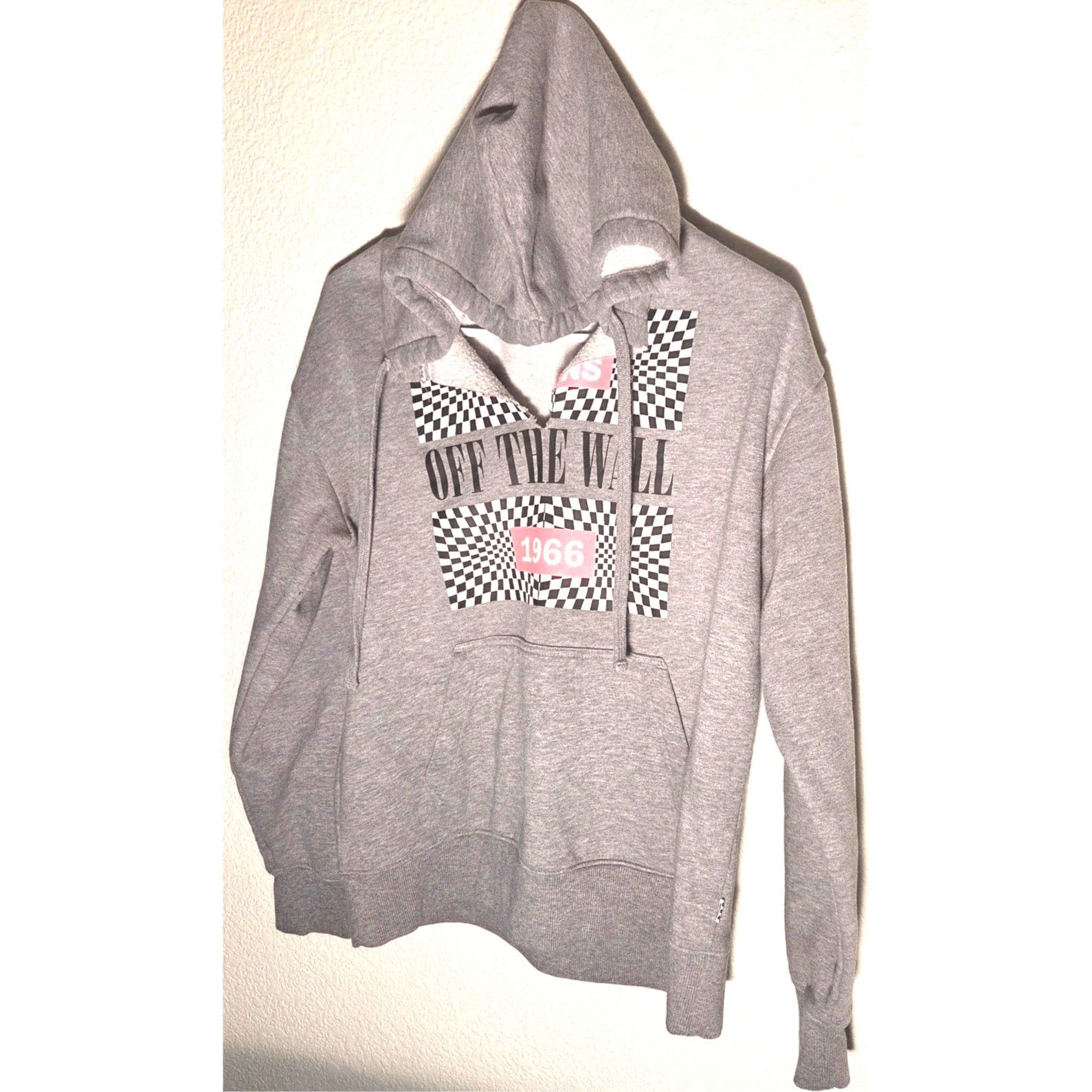 Vans Vans Off The Wall Grey V Neck Women's Hoodie - Small Size S / US 4 / IT 40 - 3 Thumbnail