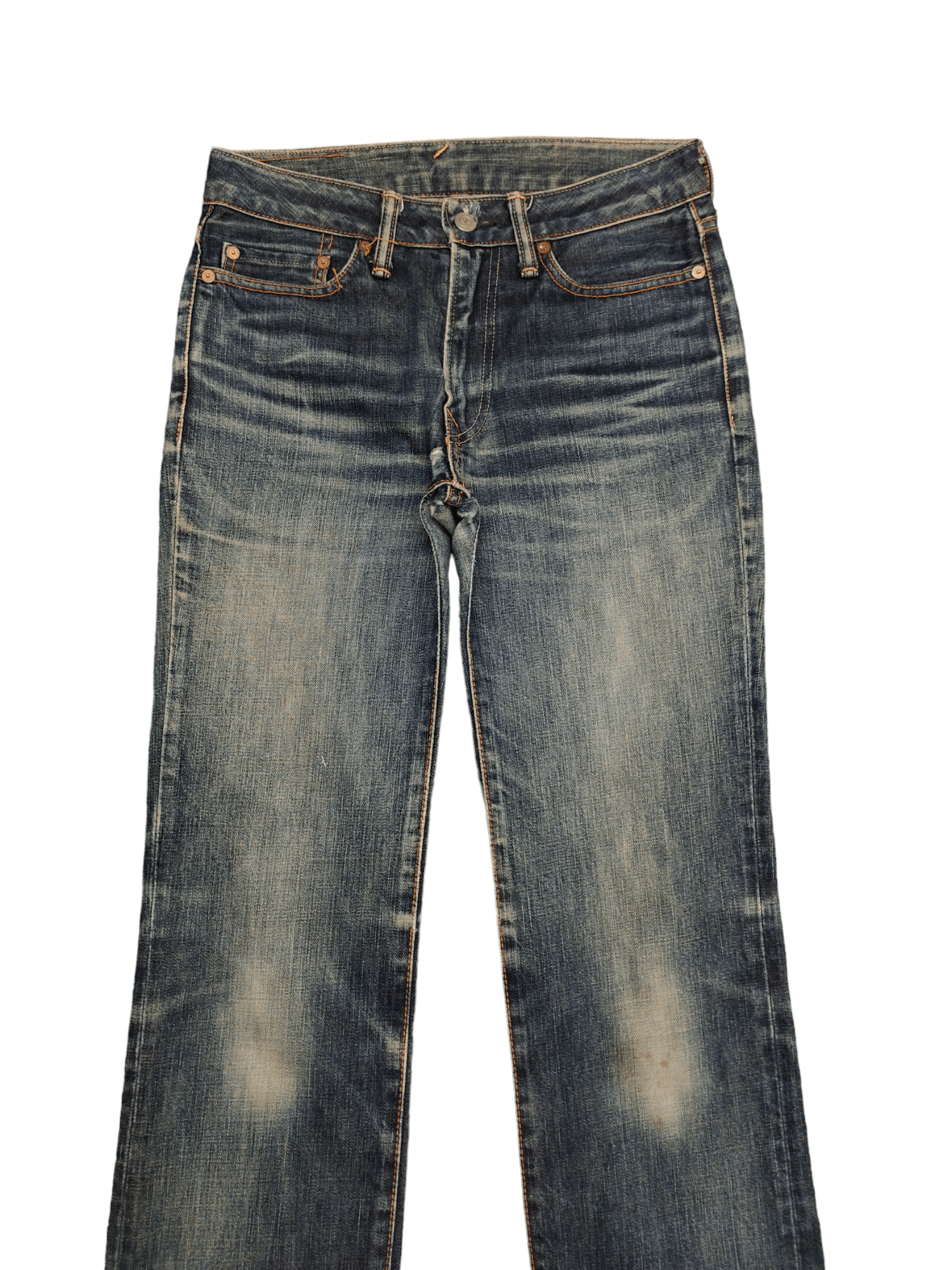 Kapital Vintage 90s 45rpm Clawmark Distress Faded Long Denim Jeans Size US 28 / EU 44 - 2 Thumbnail