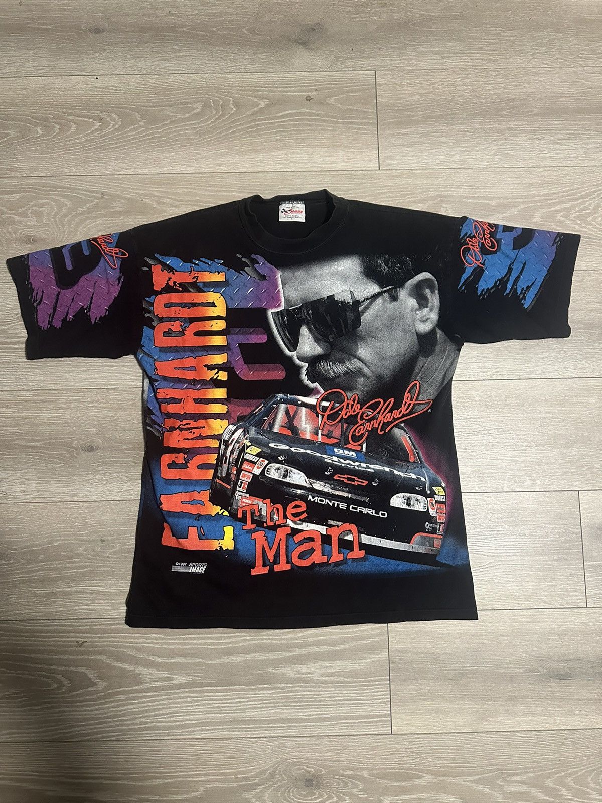 image of Vintage Nascar T Shirt in Black, Men's (Size Large)