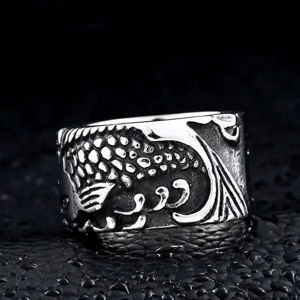 Vintage double fish the couple ring stainless steel 3D design Size ONE SIZE - 2 Thumbnail