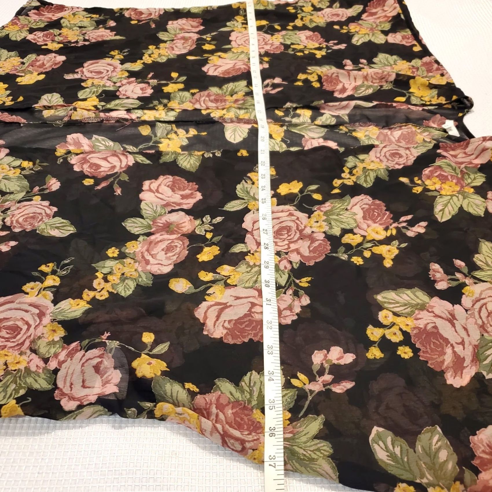 Vintage Maurices Womens Floral Kimono Cover Up Summer Black Sheer Antique Roses OSFM Size ONE SIZE - 4 Thumbnail