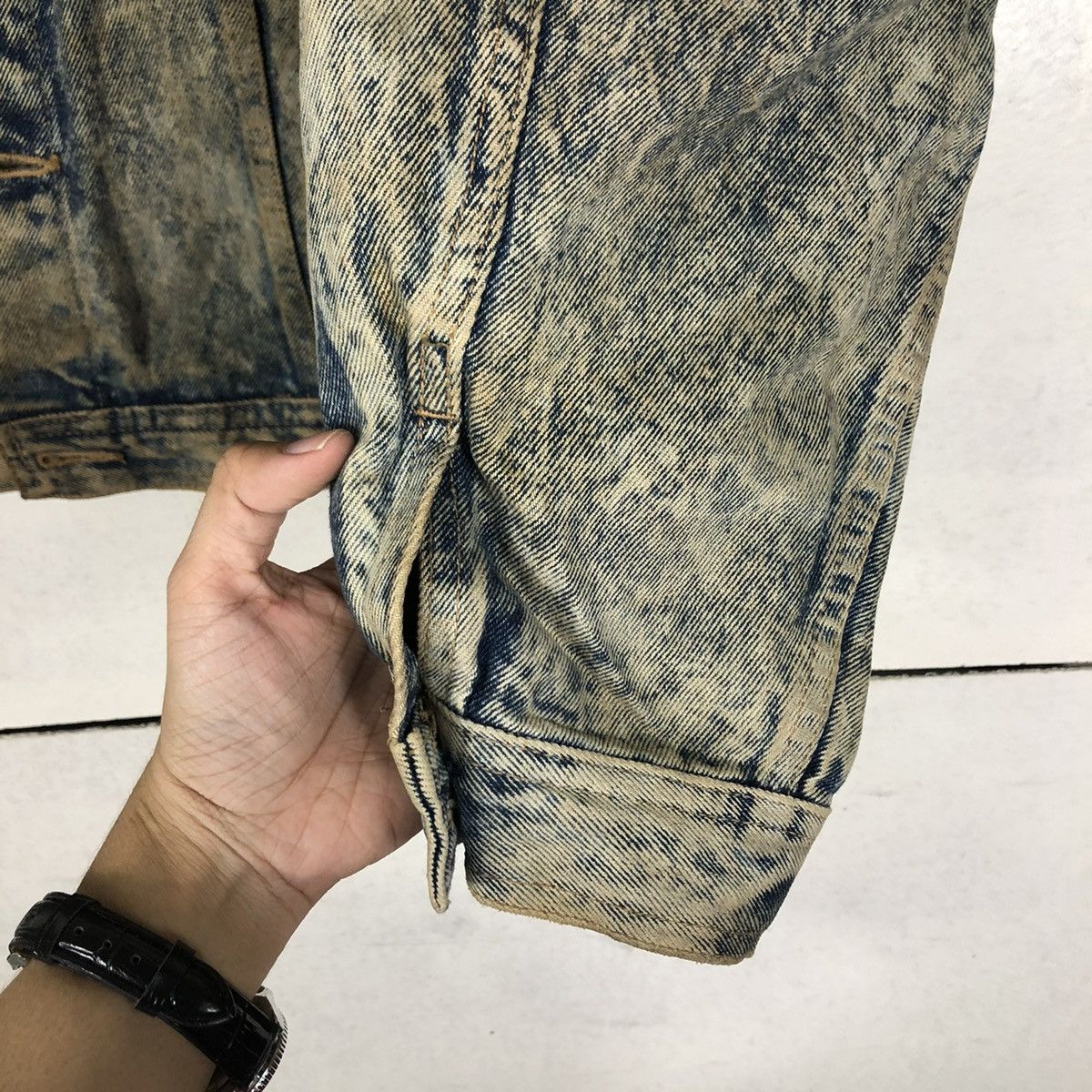 Edwin 📌VINTAGE RUSTY BIKER DENIM JACKET TRUCKER EDWIN Size US L / EU 52-54 / 3 - 16 Thumbnail