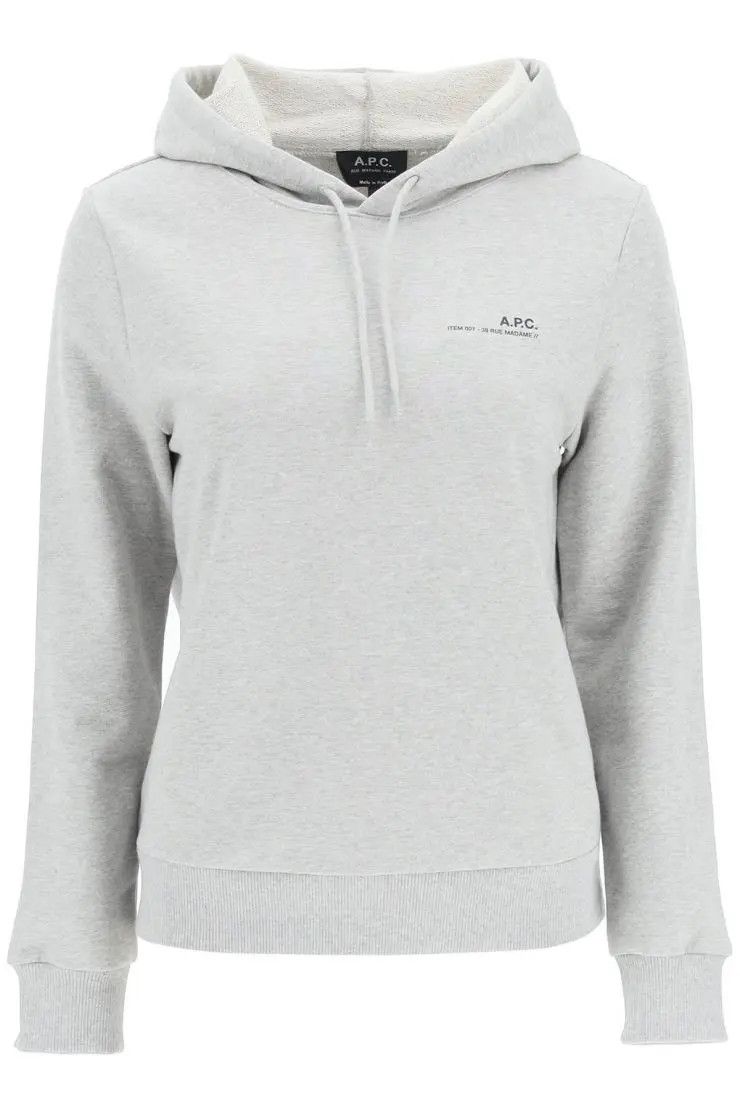 image of A P C O1S22I1N0324 Logo Hoodie In Grey, Women's (Size Small)