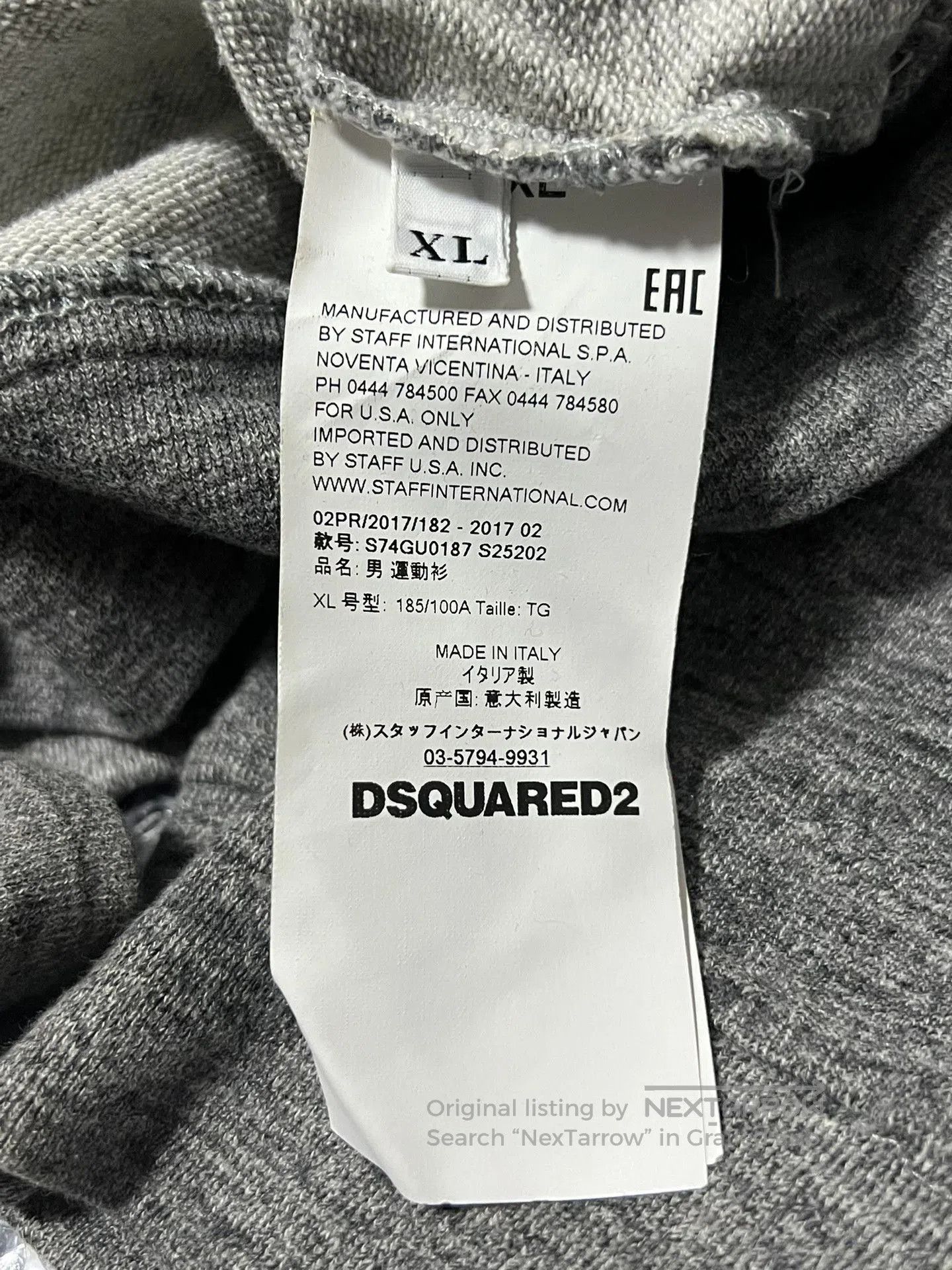 Dsquared2 DSQUARED2 Gray Cotton Slim Sweatshirt. Size US XL / EU 56 / 4 - 7 Thumbnail