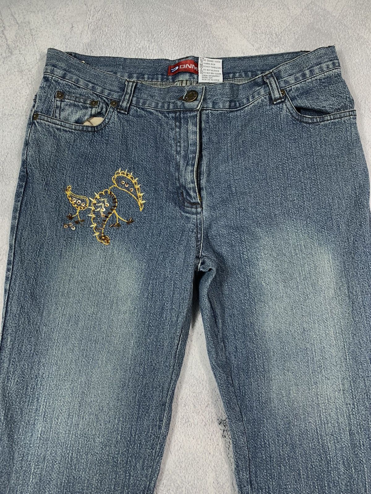Japanese Brand × Vintage Vintage Y2K Faded Japanese Rhinestones bootcut flared jeans Size 32" / US 10 / IT 46 - 2 Thumbnail