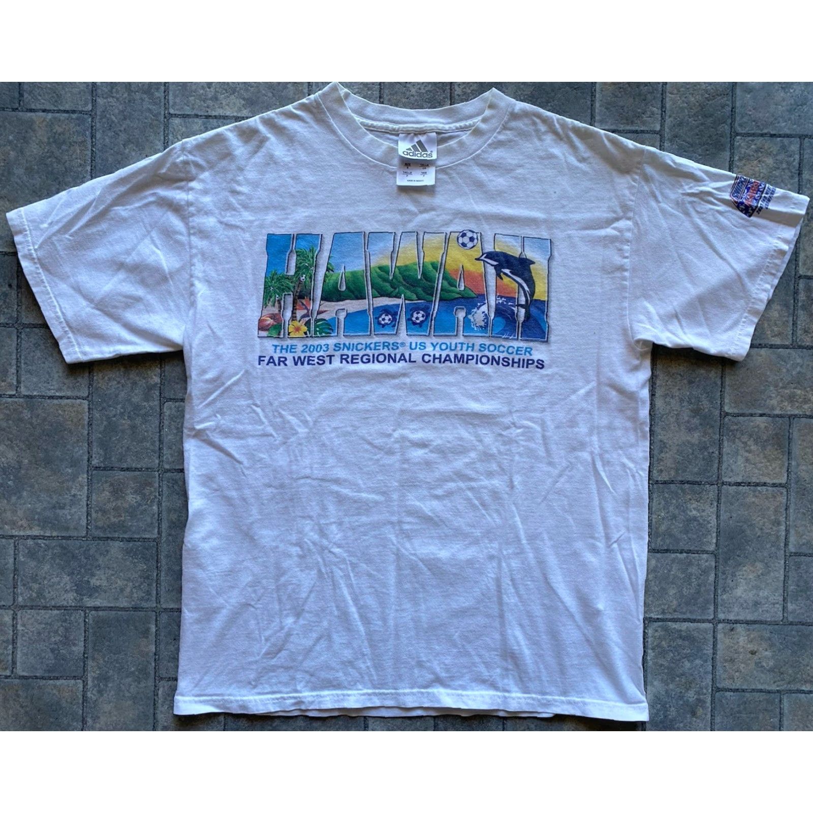 Adidas Adidas T Shirt Men S White Hawaii 2003 Snickers Soccer Championships Far West Size US S / EU 44-46 / 1 - 2 Thumbnail