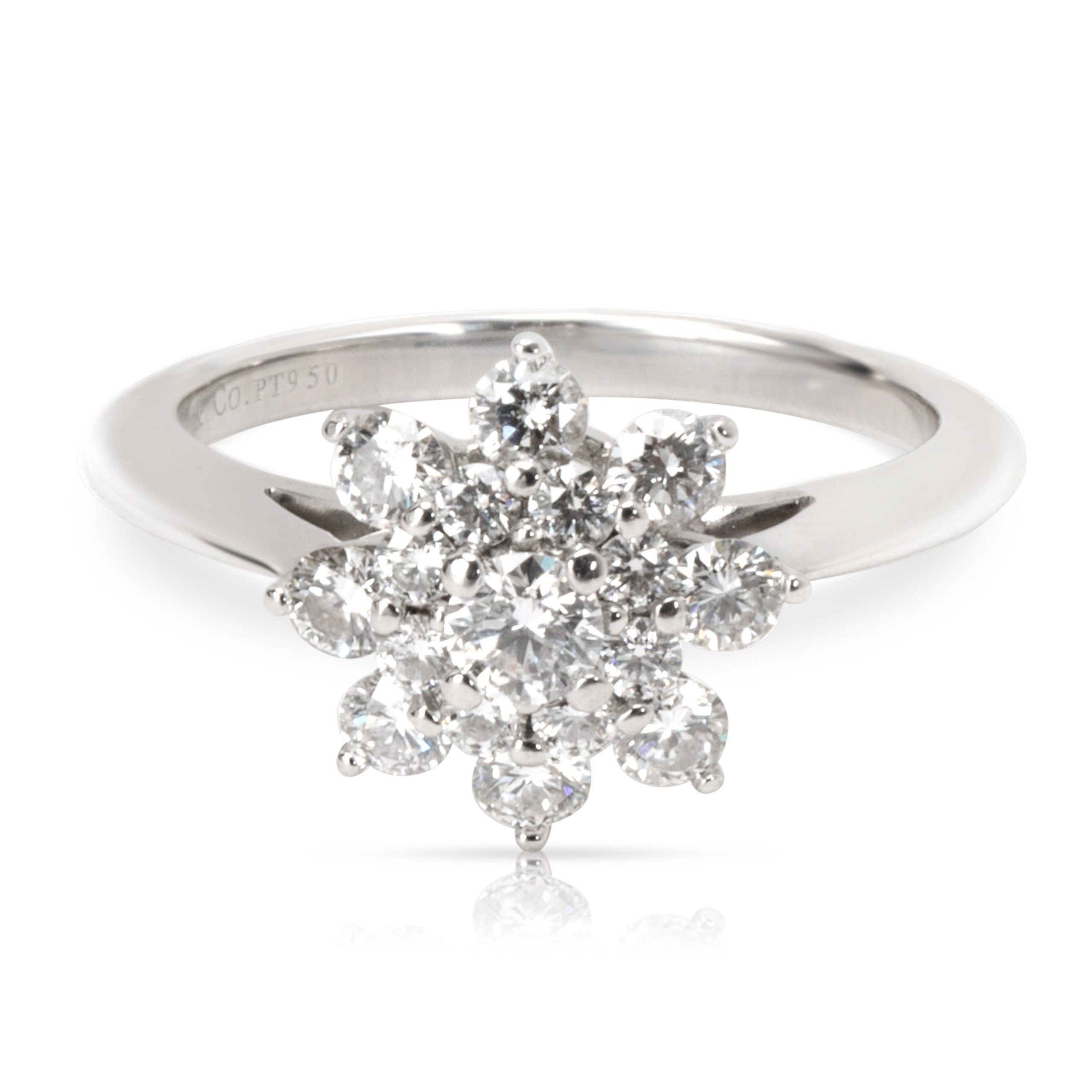 image of Tiffany Co Tiffany & Co. Diamond Flower Ring In Platinum (0.60 Ctw) in Silver, Women's