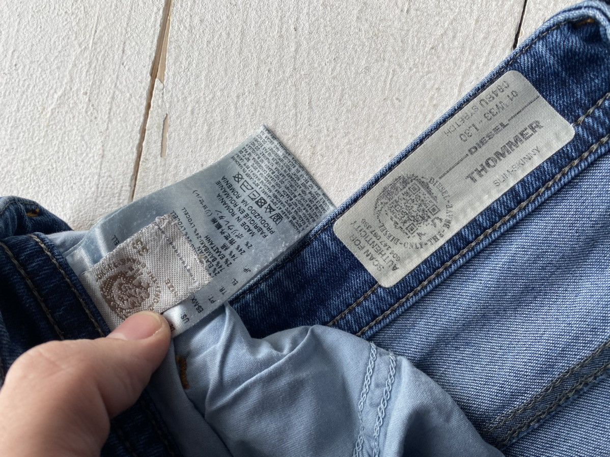 Diesel Luxury 00s Diesel Thommer Slim Skinny Jeans Distressed Blue Size US 33 - 8 Thumbnail