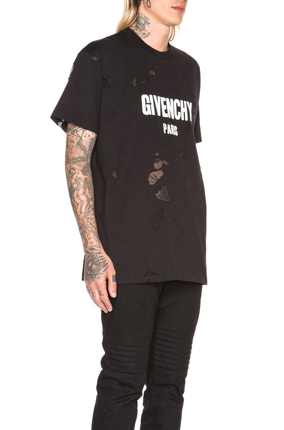 Givenchy Black Destroyed Logo Oversized T-Shirt Size US L / EU 52-54 / 3 - 5 Thumbnail