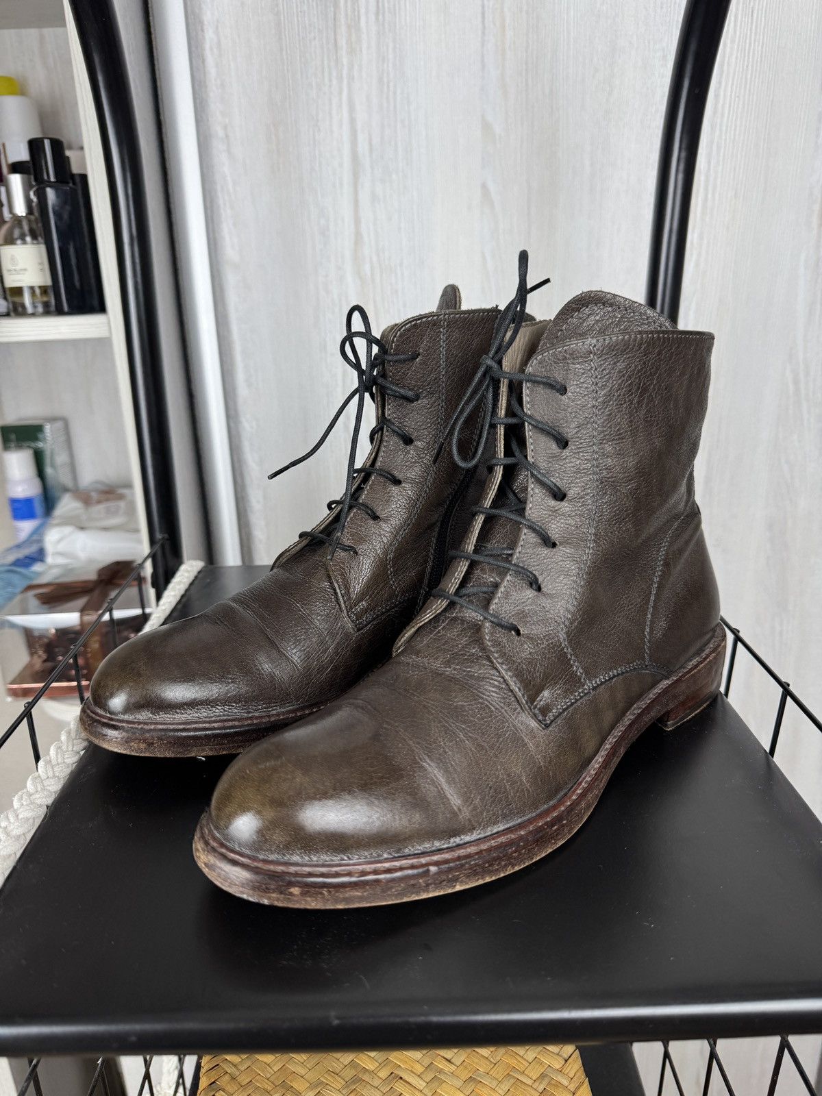 MoMA Moma Leather Laces Zipper Brown Ankle Boot Size US8 EU38 Size US 8 / IT 38 - 7 Thumbnail