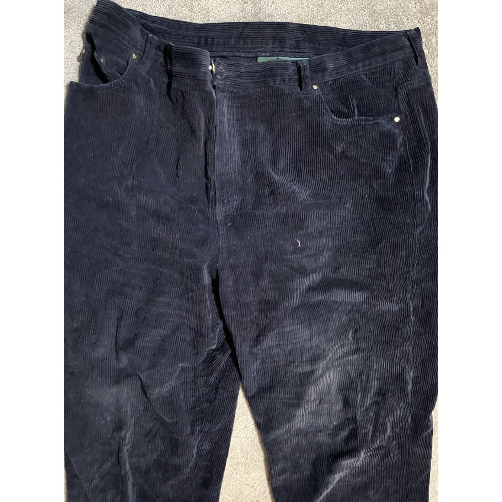 Ralph Lauren Lauren Ralph Lauren Womens 20W Navy Blue Corduroy Straight Leg Pants 100% Cotton Size 42" / US 20 - 4 Thumbnail