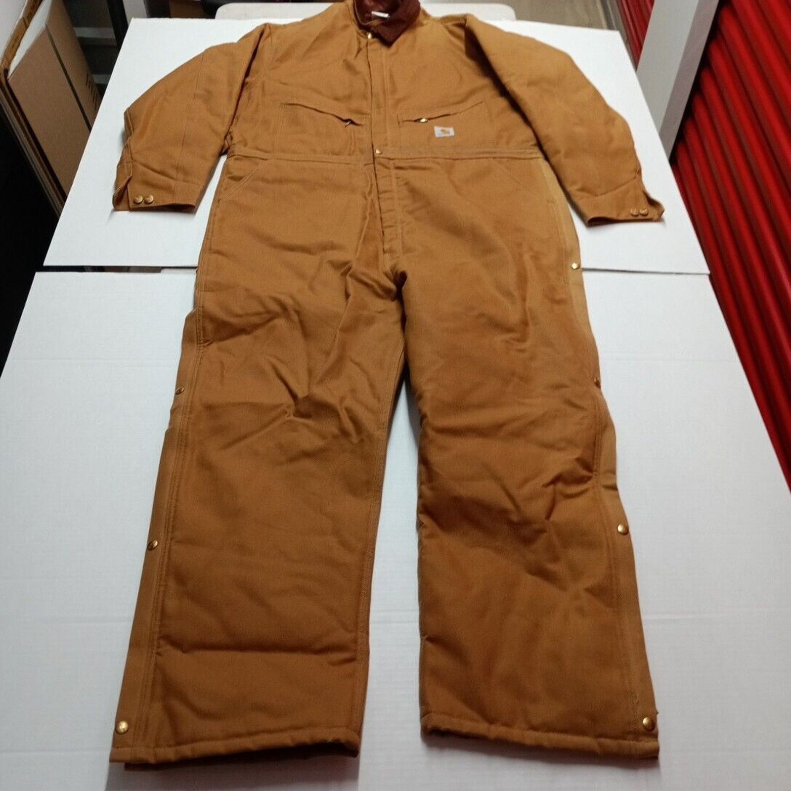 Carhartt Carhartt Mens Quilt Lined Duck Coveralls Zip 52 Tall Brown Size US 44 / EU 60 - 1 Thumbnail