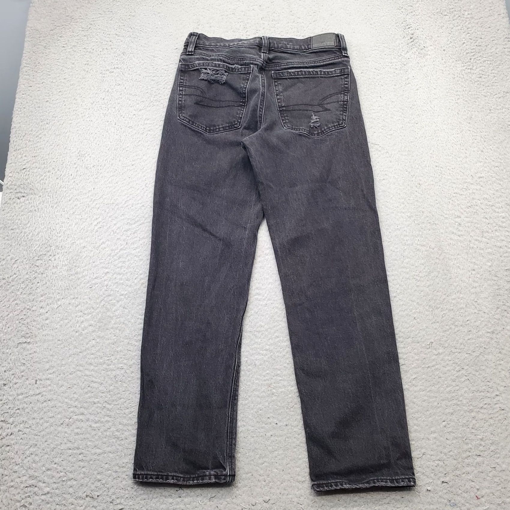 American Eagle Outfitters American Eagle Outfitters Jeans Womens Size 2 Black Denim Stretch High Rise Straight Distressed Size 26" / US 2 / IT 38 - 2 Thumbnail