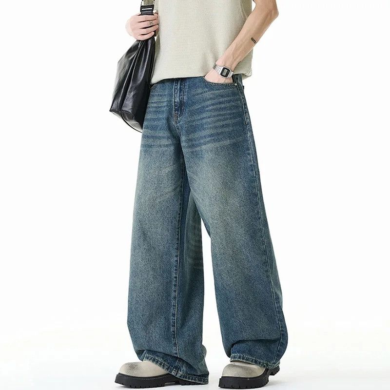 Japanese Brand Clean fit Distressed Straight Wide Leg Jeans Size US 33 - 5 Thumbnail