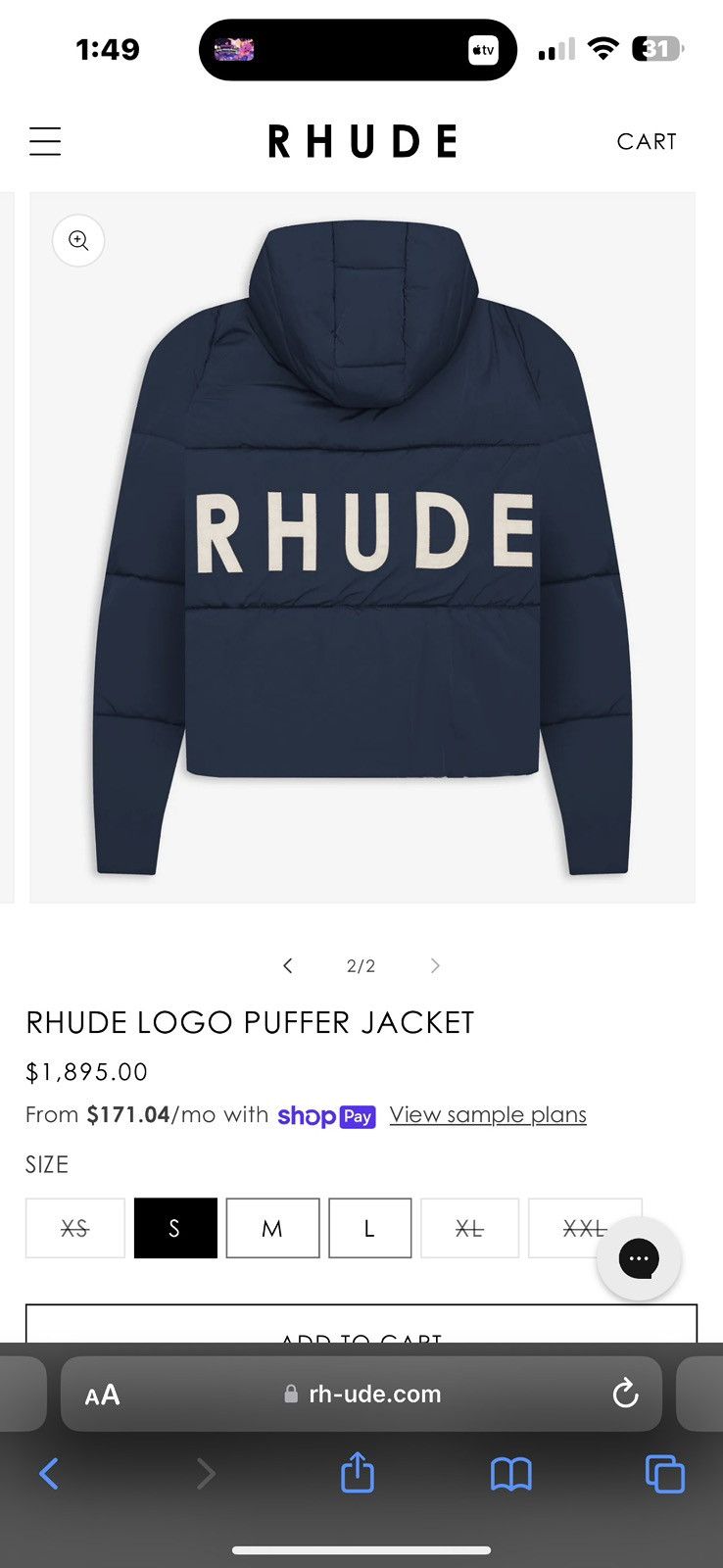 Rhude Rhude Puffer Size US L / EU 52-54 / 3 - 8 Thumbnail