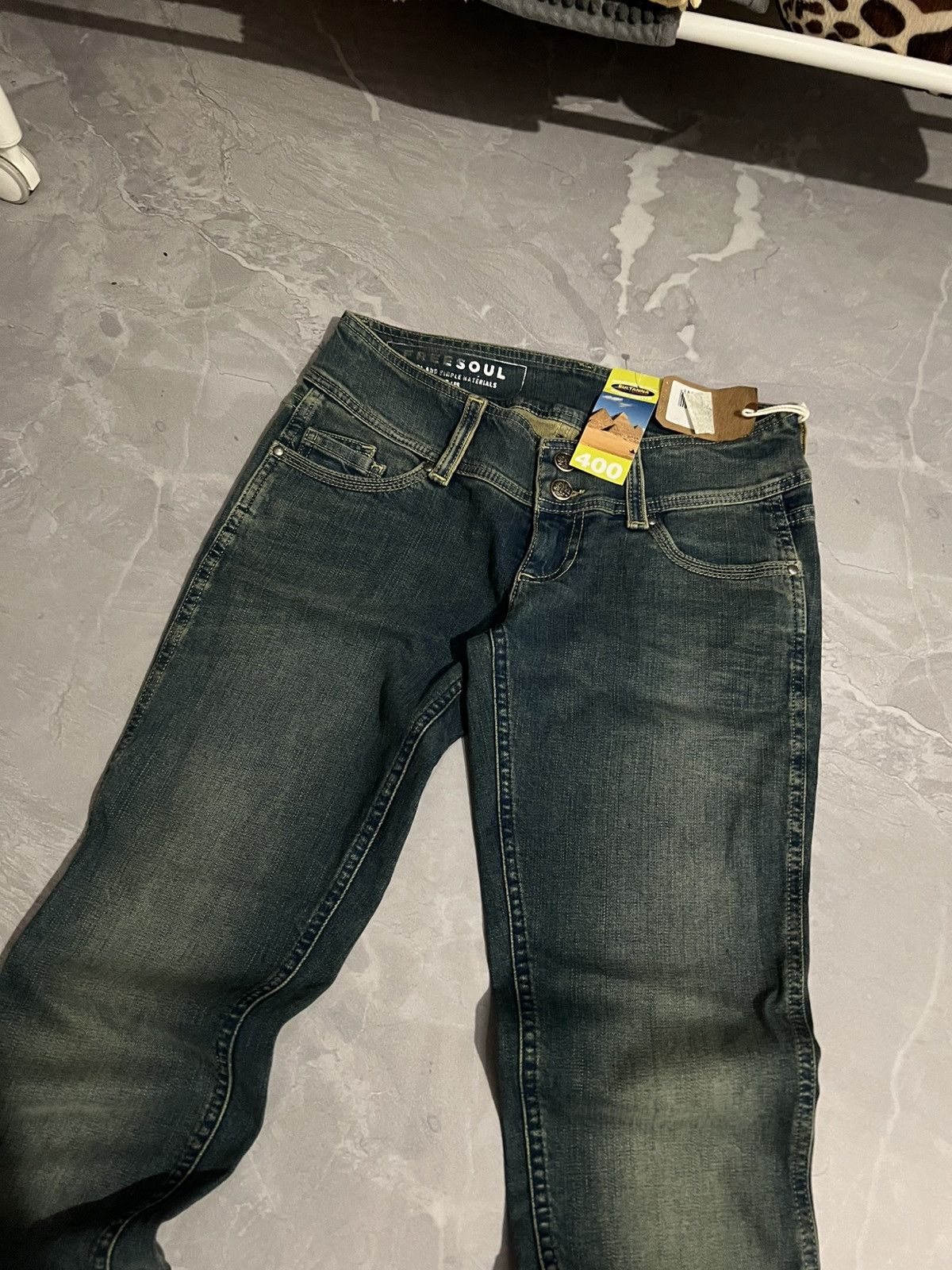 Vintage Washed Green Slim Number Nine Style / Archive Glam Avan 90s Size US 30 / EU 46 - 2 Thumbnail