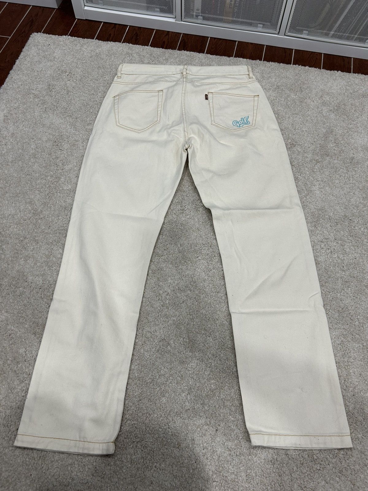 Golf Wang Golf Wang cream script denim jeans tyler the creator Size US 32 / EU 48 - 2 Thumbnail