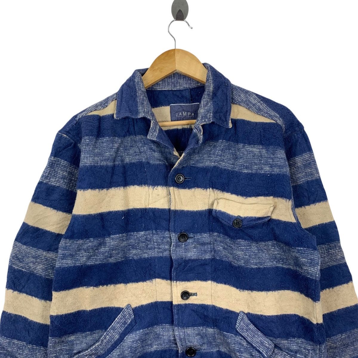 Japanese Brand ZAMPA COMPANY LIMITED JapaneseBrand Stripes Wool Coat Jacket Size US M / EU 48-50 / 2 - 2 Thumbnail