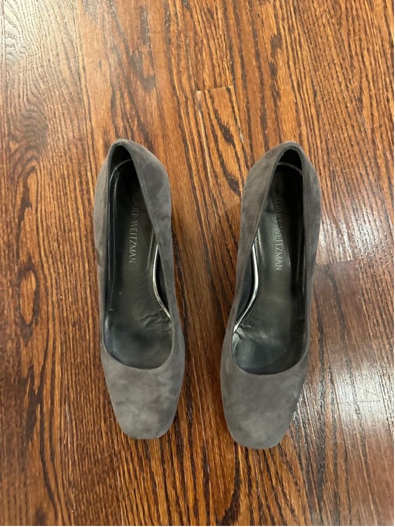 Stuart Weitzman Women's Stuart Weitzman suede leather block Heels Gray 9.5 M Size US 7 / IT 37 - 2 Thumbnail