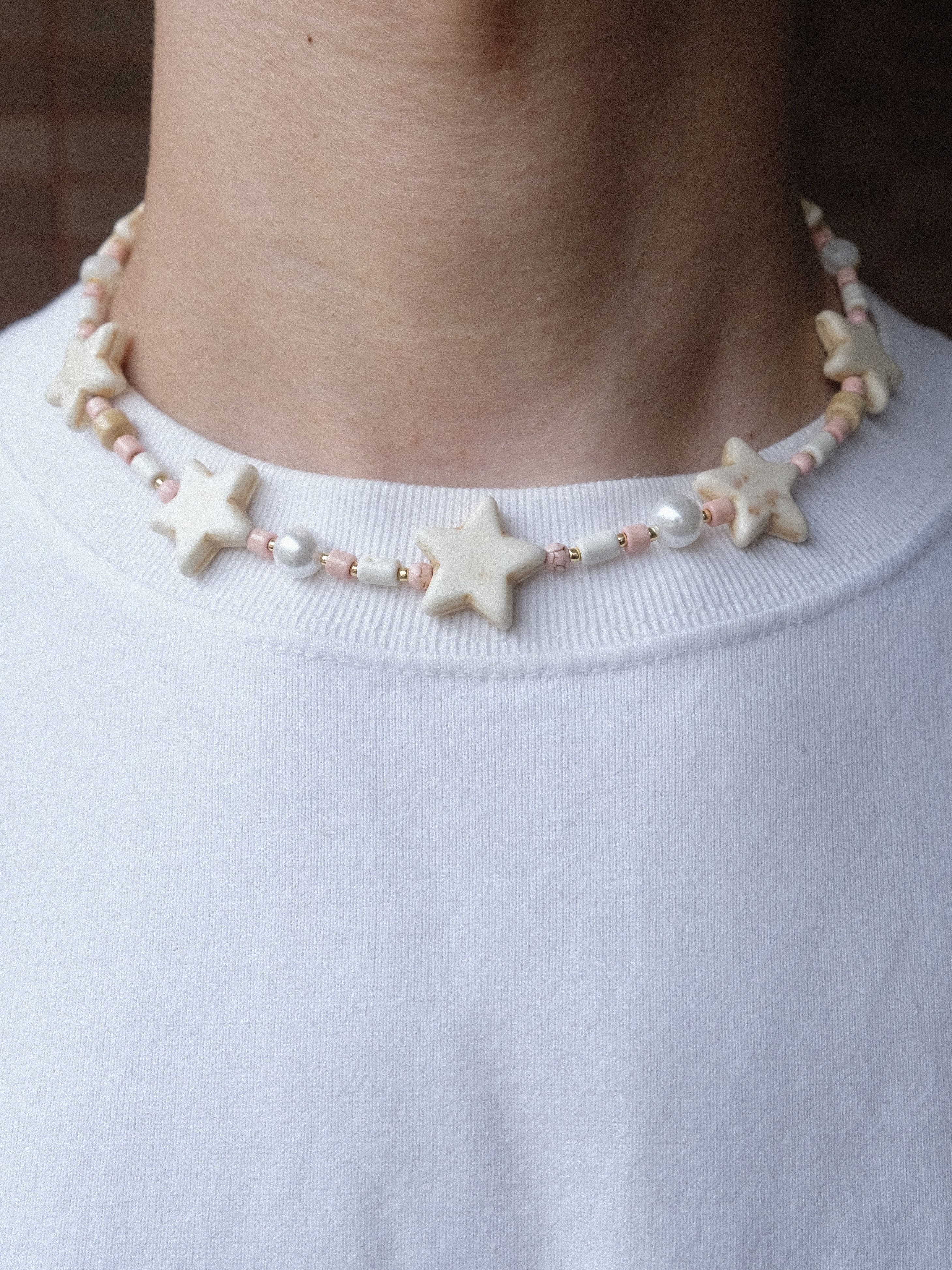 Handmade × Jewelry Handmade Barbie Pink Star Tophus Gemstone Necklace 16in Size ONE SIZE - 1 Thumbnail