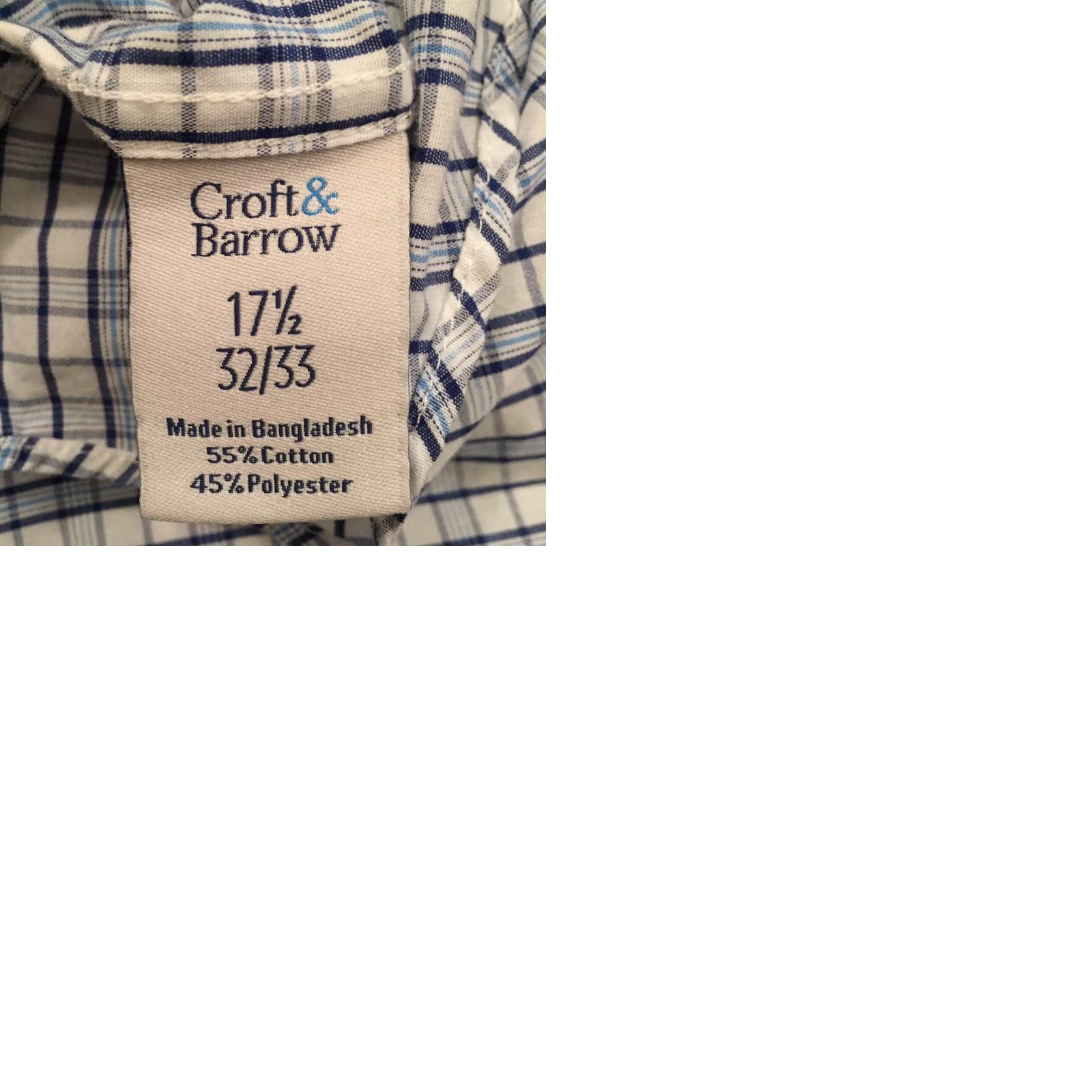 Croft & Barrow Croft & Barrow Shirt Mens 17.5 Classic Fit Blue Plaid Long Sleeve Button Up Size US XXL / EU 58 / 5 - 9 Thumbnail