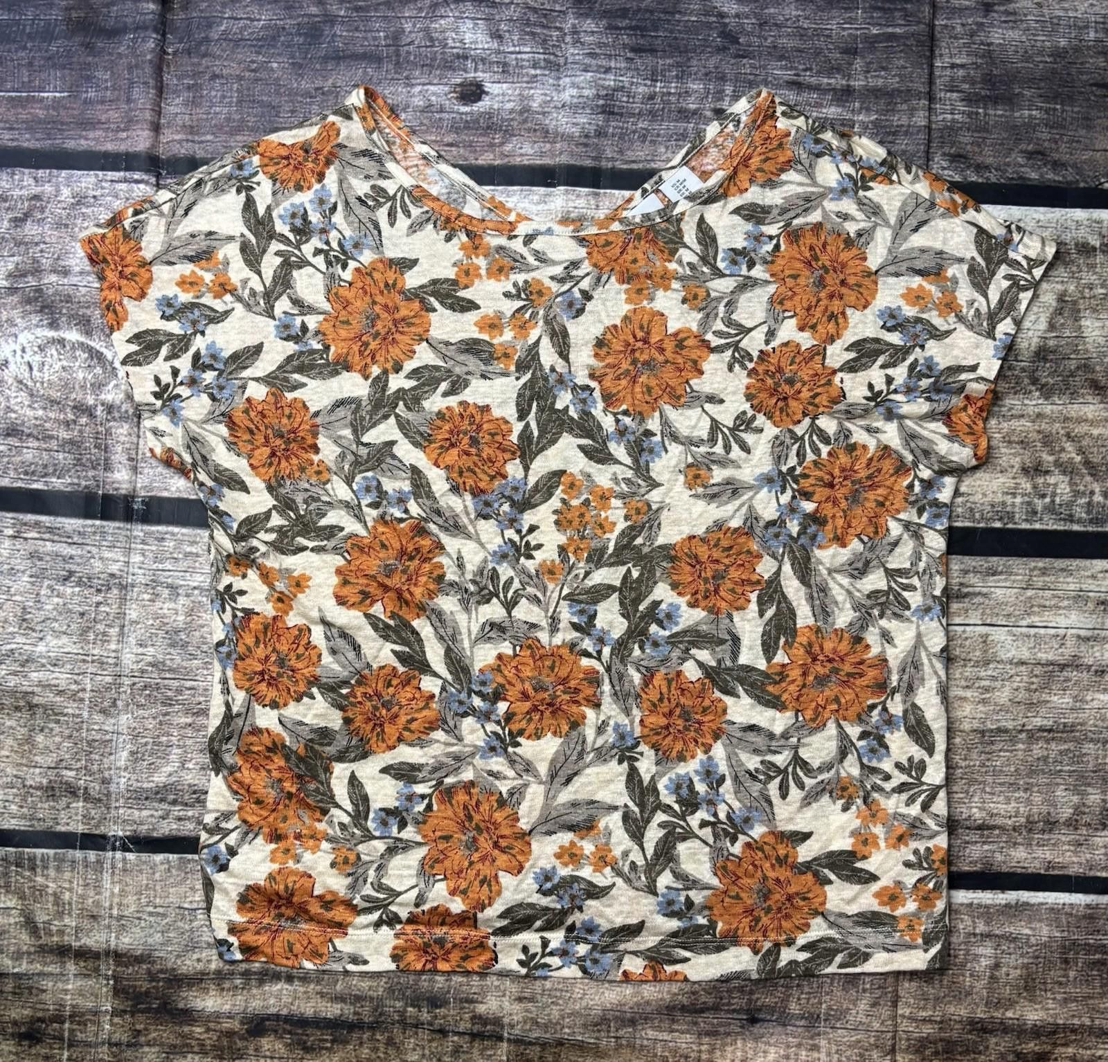 Other Haute Hippie Top Womens Medium Linen Floral Short Sleeve Size M / US 6-8 / IT 42-44 - 1 Thumbnail