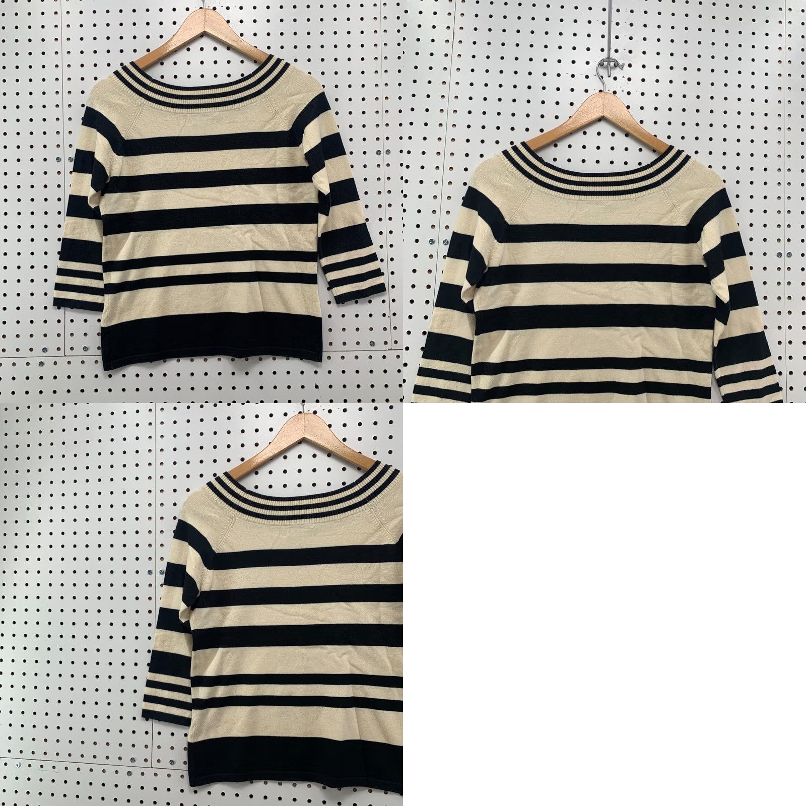 Vintage Style & Co. Collection Petite Striped Top Womens PS Black Silk Blend Shirt Size S / US 4 / IT 40 - 9 Thumbnail