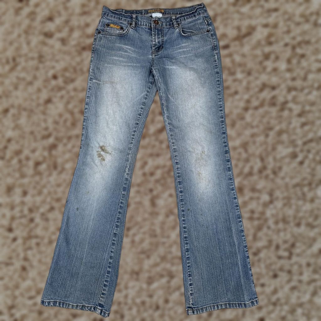 Denime Refuge Jeans Bootcut Denim 7 Womens Juniors Regular 31in Blue Distressed 5-Pocket Jeans Women Size 28" / US 6 / IT 42 - 1 Thumbnail