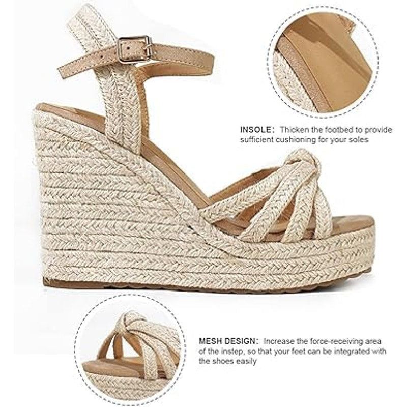Other Mikarka Women's Size 8 Tan Straw Espadrille Wedge Sandals Size US 8 / IT 38 - 2 Thumbnail