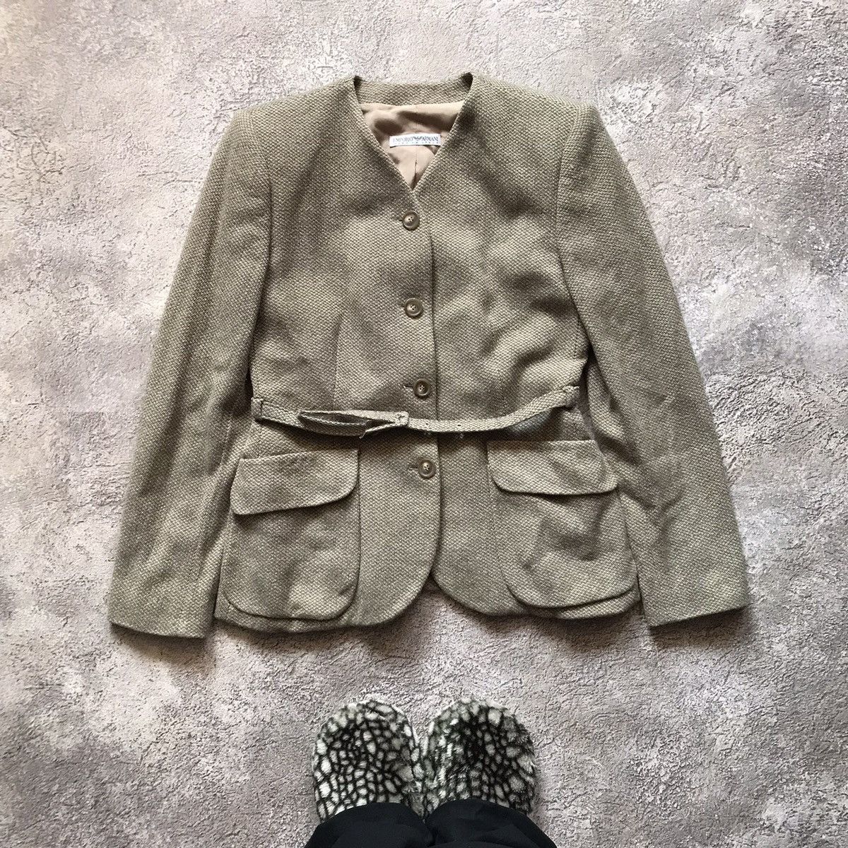 Vintage Vintage Emporio Armani Blazer Y2K Preppy Tan Faded Skate L Size L / US 10 / IT 46 - 1 Thumbnail