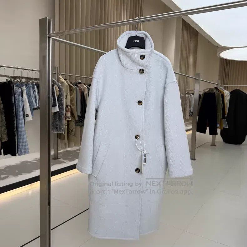 Hermes Hermes Light Blue Single-Breasted Wool Mid-Length Coat Size 4XL / US 24-26 - 1 Thumbnail