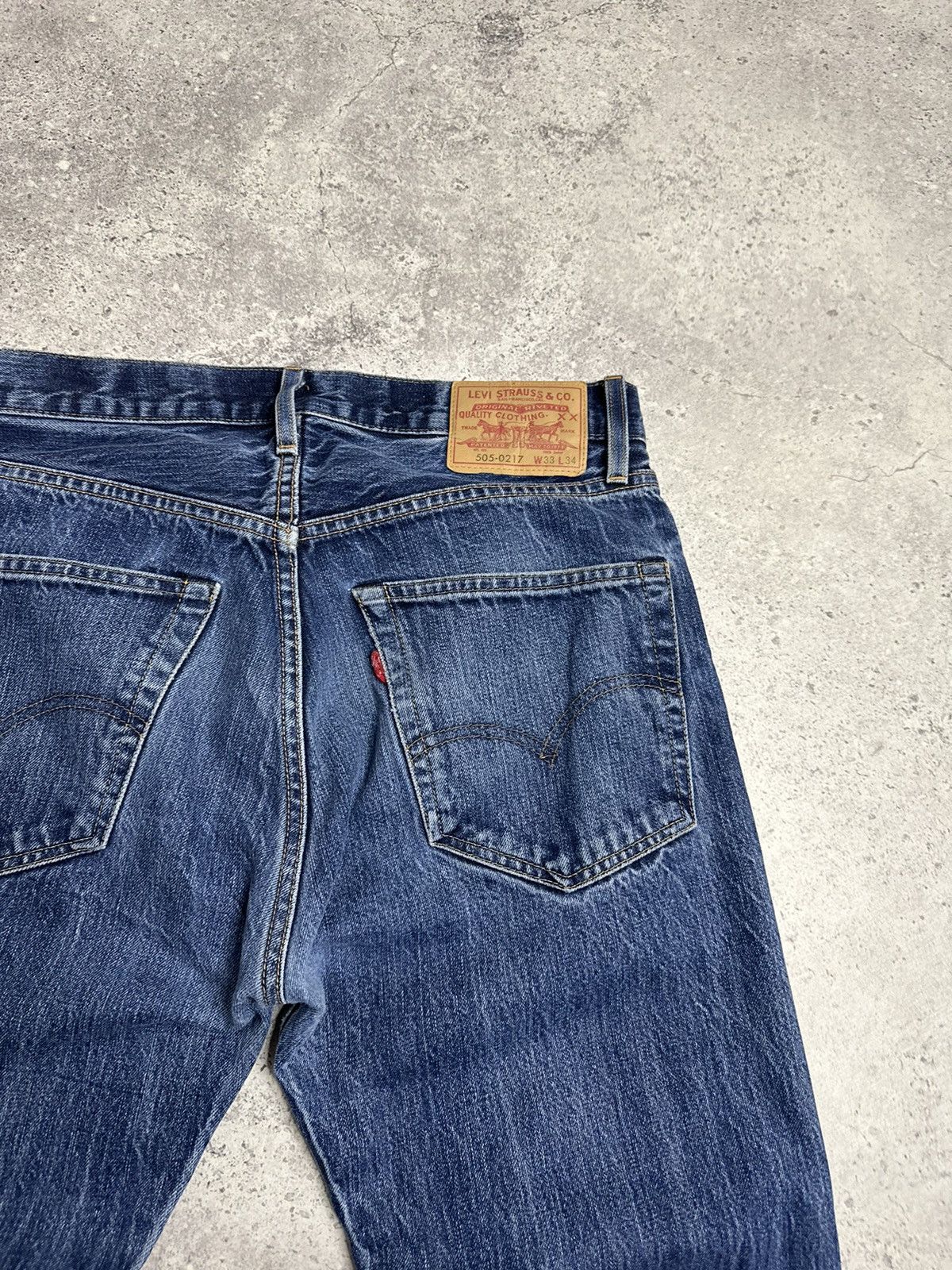 Levi's Levi’s 505 0217 Big E Denim Blue Distressed Selvedge Pants Size US 33 - 6 Thumbnail