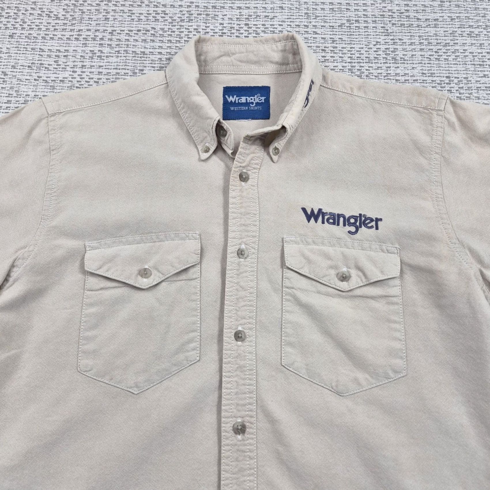 Wrangler Wrangler Button Up Shirt Adult Small Beige Long Sleeve Western Embroidered Shirts Casual Workwear Size US S / EU 44-46 / 1 - 2 Thumbnail
