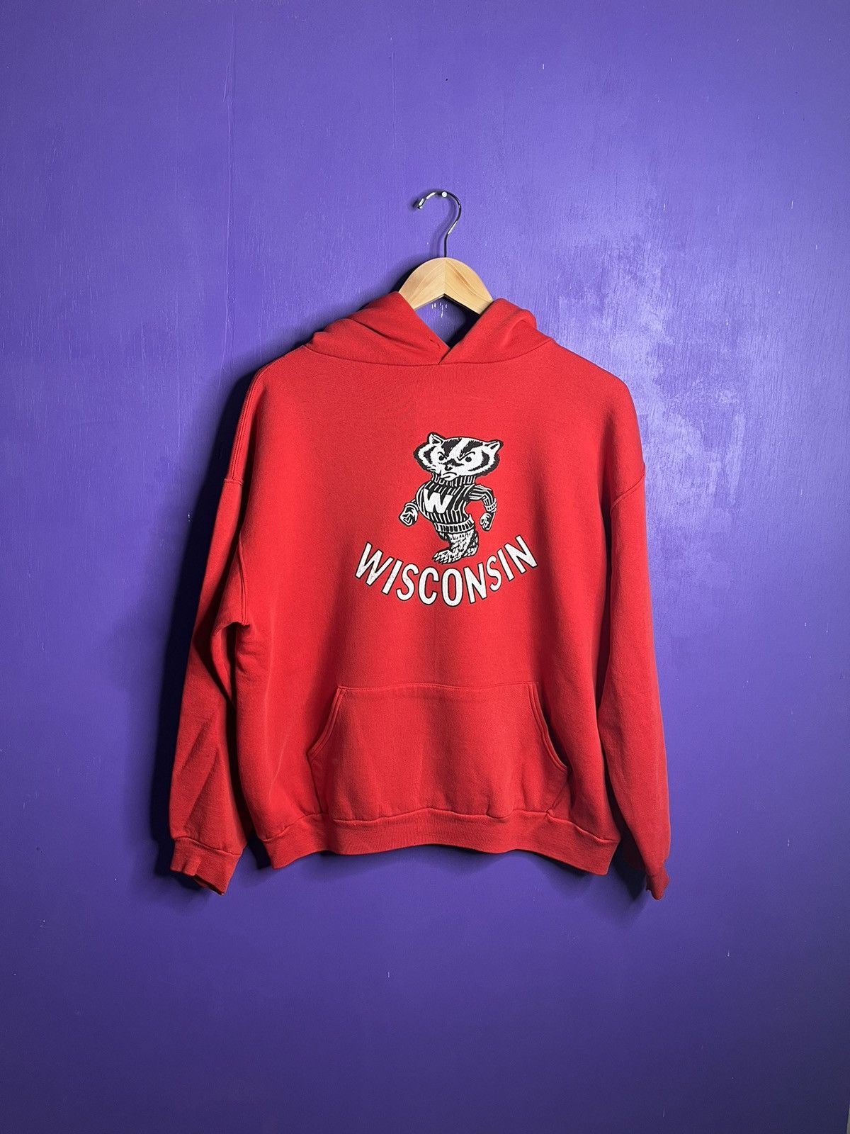 Russell Athletic × Vintage Vintage 80s Russell Wisconsin badgers logo hoodie Size US XL / EU 56 / 4 - 1 Thumbnail