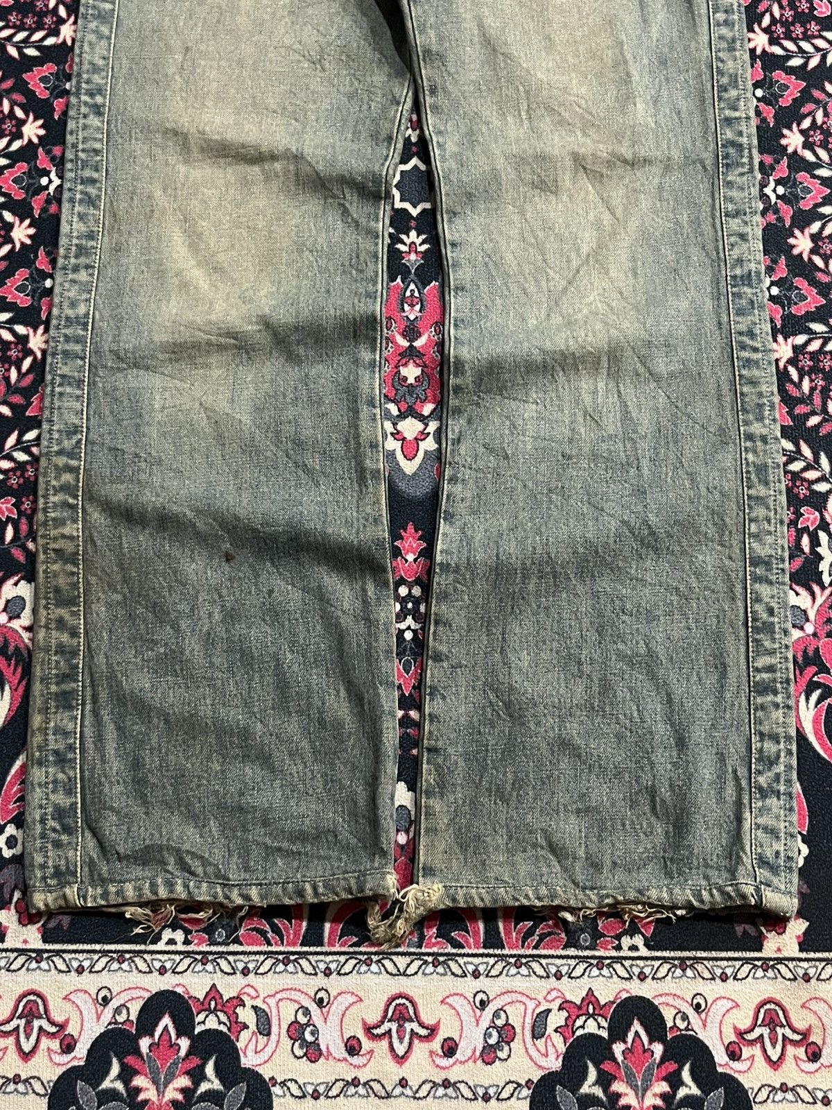 Acne Studios Acne Studio Style Mosh Green Frayed Leg Straight Cut Jeans Size US 31 - 10 Thumbnail