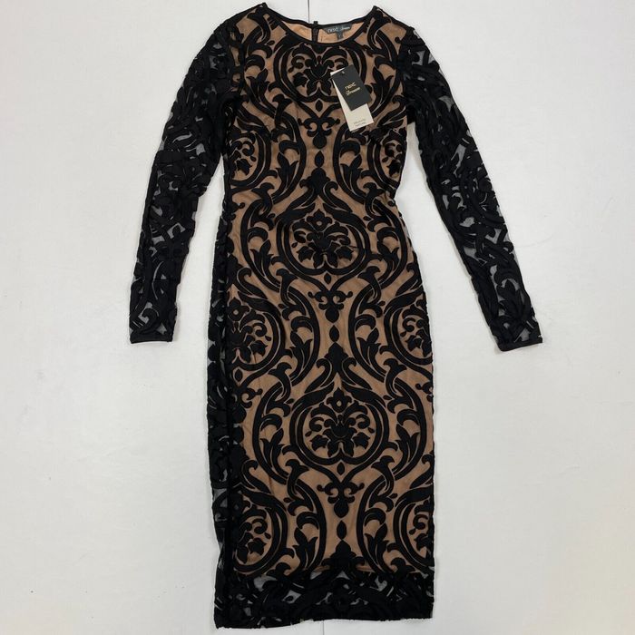 Next Next Dress 6 Black Round Neck Long Sleeve Midi Lace Lined | Grailed