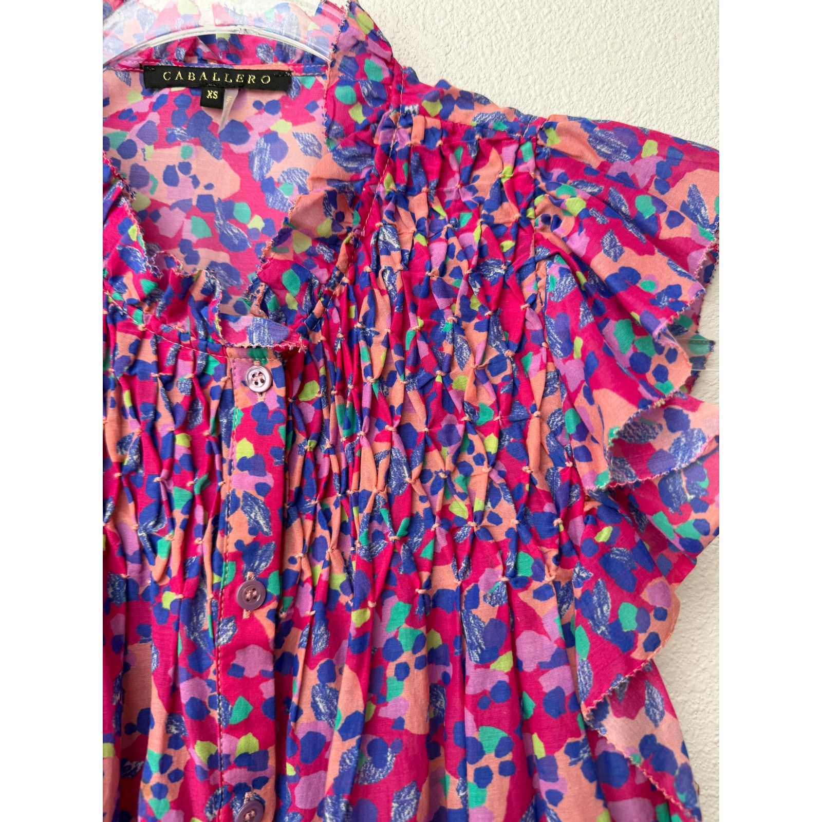 Other Caballero Evelyn Multi Dot Ruffle Top Women XS Pink Size XS / US 0-2 / IT 36-38 - 6 Thumbnail