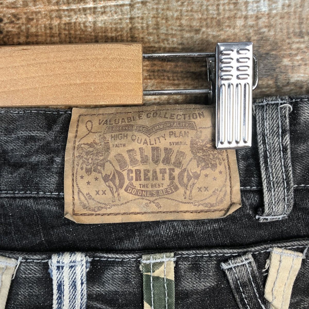 Japanese Brand DL Deluxe Black double waist rapper Denim Pants #C739 Size US 30 / EU 46 - 19 Thumbnail