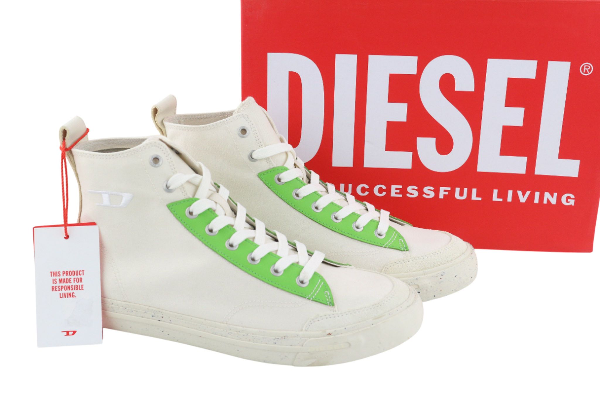 Diesel A-ATHOS MID UK9 White High Top Lace Up 81711 Size US 10 / EU 43 - 1 Thumbnail
