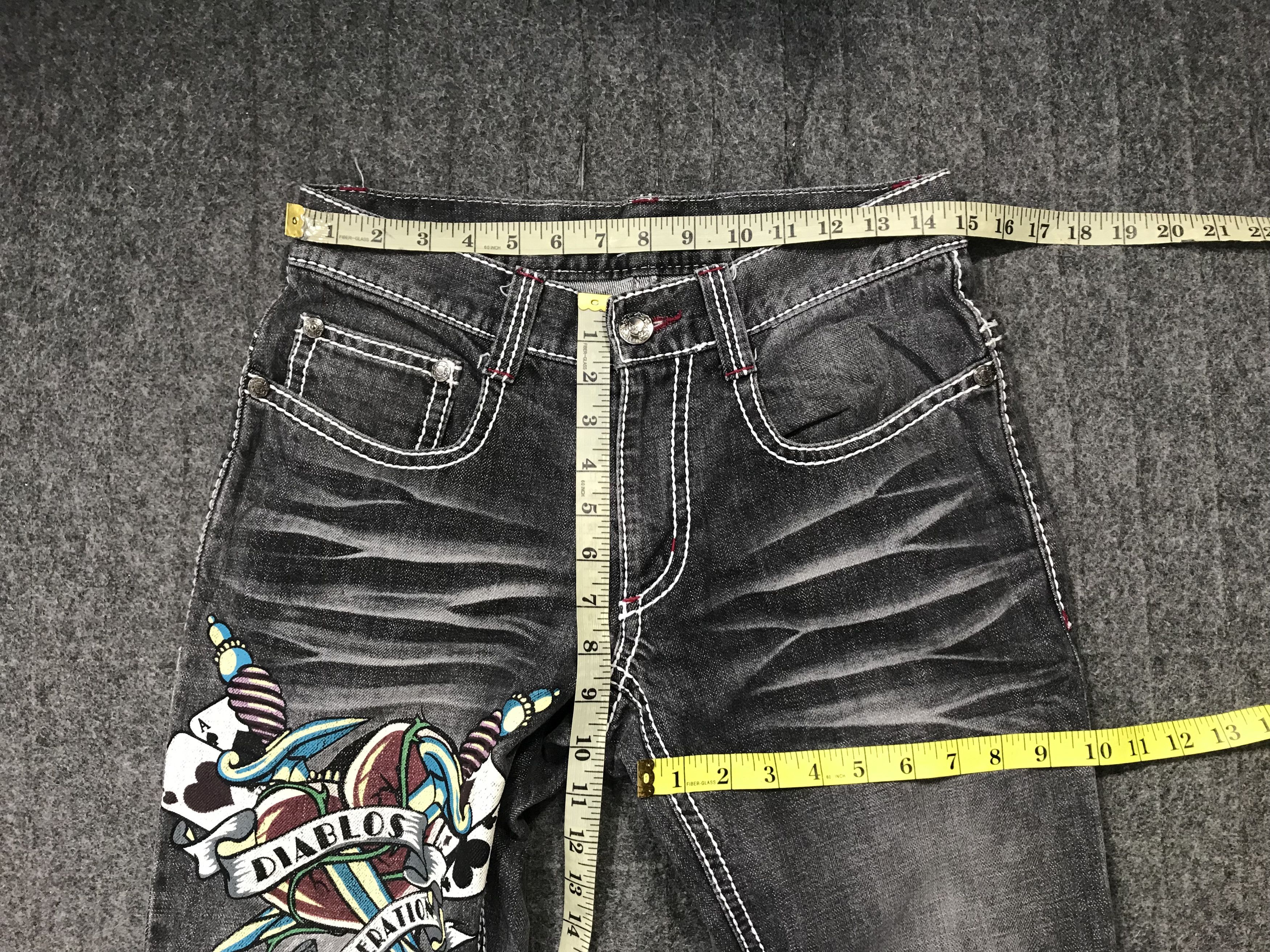 Japanese Brand Diablos Exquilsite Converslou Black Jeans Embroidery Logo Size 29" - 9 Thumbnail
