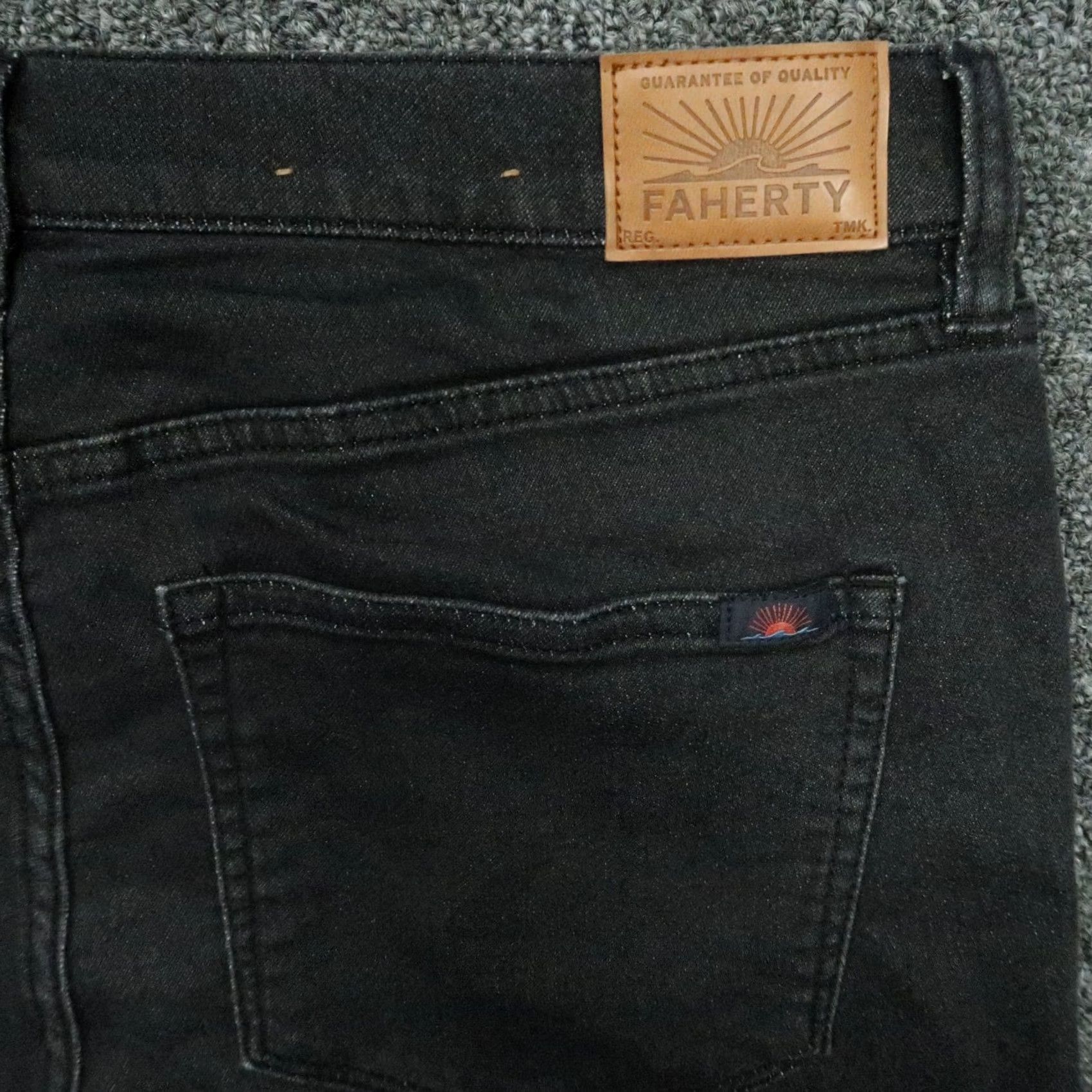 Faherty Faherty Pants Mens 32x26 Onyx Black Stretch 5 Pocket Straight Chino Casual Workwear Mens Size US 32 / EU 48 - 5 Thumbnail