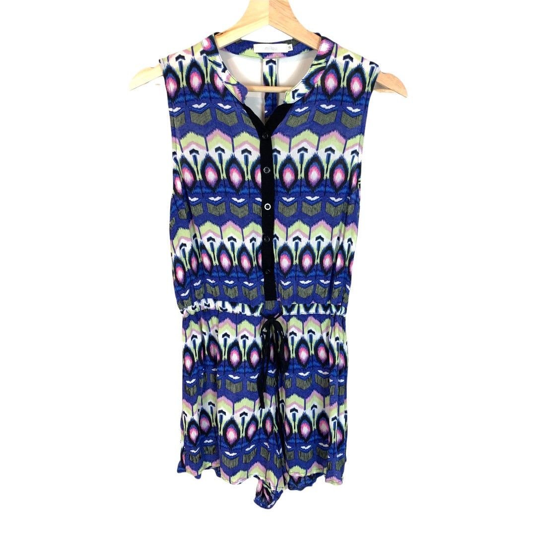 Other Millau Romper Blue Pink Ikat Button Front Cutout Back S Size 27" / US 4 / IT 40 - 1 Thumbnail