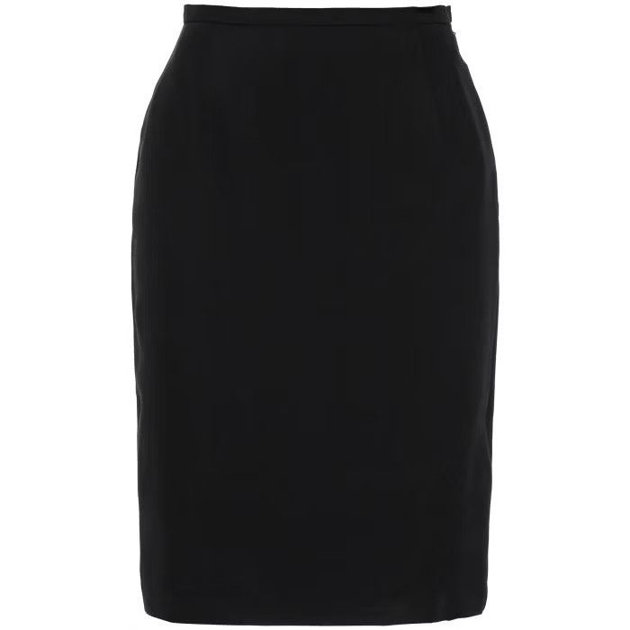 image of Saint Laurent Paris O1S22I1N0524 Satin Pencil Skirt In Black, Women's (Size 38)