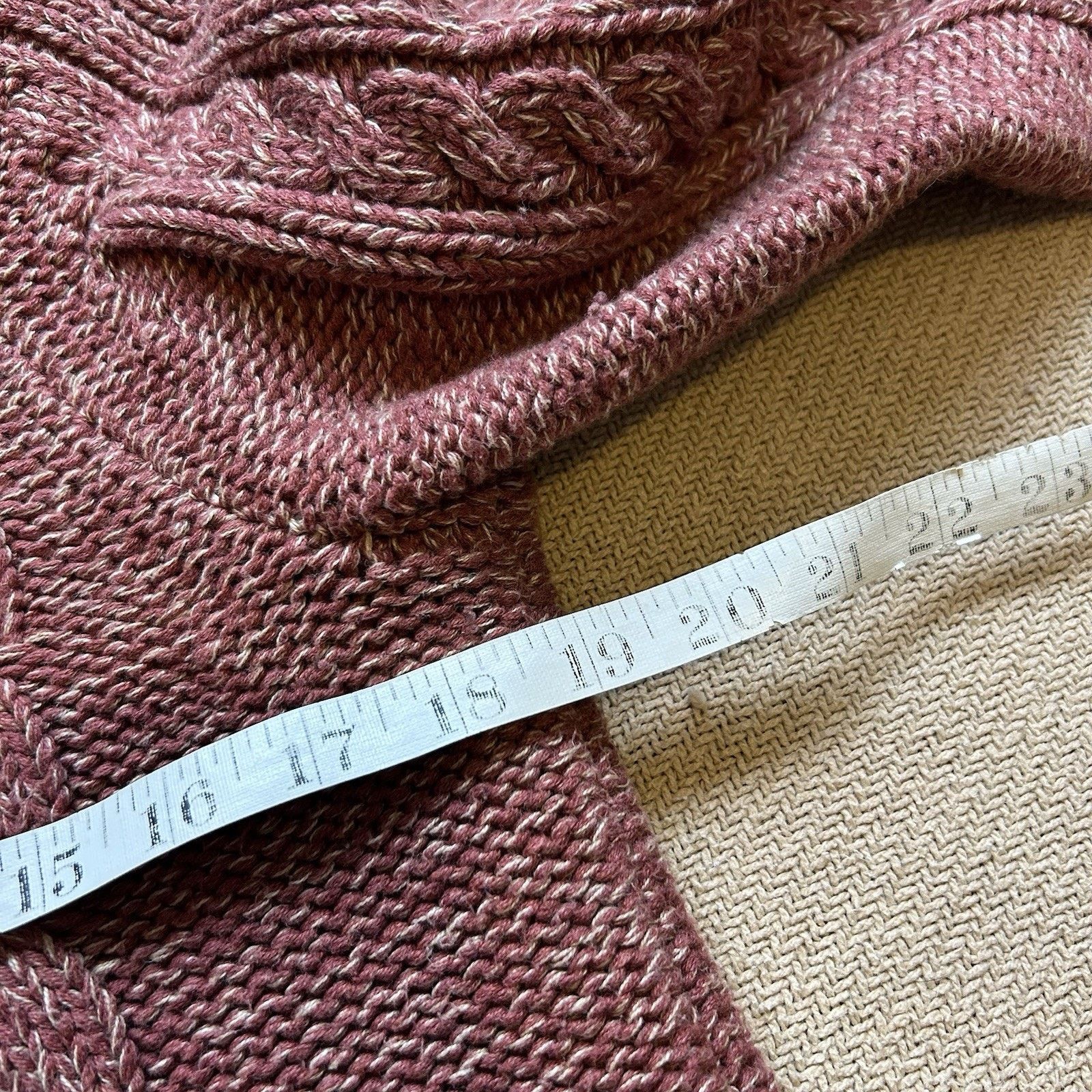 L.L. Bean Funnelneck Cable Knit Fisherman Kangaroo Pocket Sweater Size M / US 6-8 / IT 42-44 - 5 Thumbnail