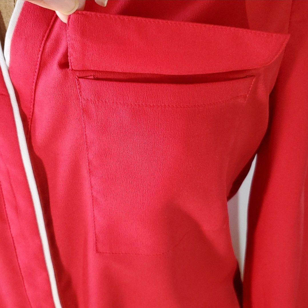 Other Jaclyn Smith Size M NEW Blouse Top Red Chiffon Rouched Long Size M / US 6-8 / IT 42-44 - 7 Thumbnail