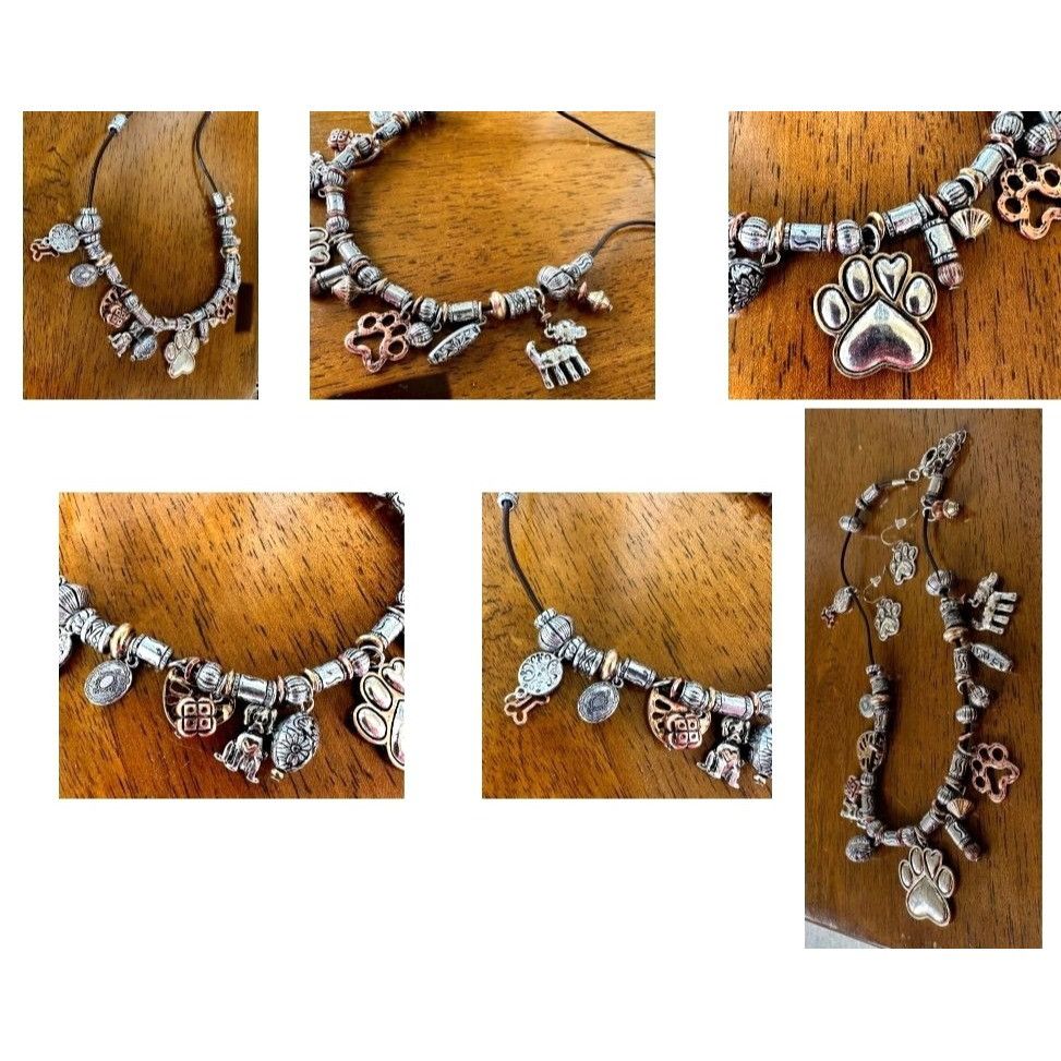 Handmade Paw Print Necklace Earrings Set Pendant 17 inch Handmade New Size ONE SIZE - 7 Thumbnail