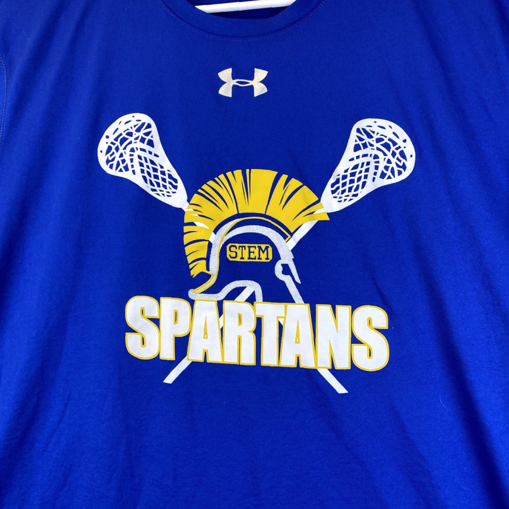 Under Armour Under Armour T-Shirt Spartans Dry Fit Blue L Large Men Crewneck Short Sleeve Regular Size US L / EU 52-54 / 3 - 2 Thumbnail